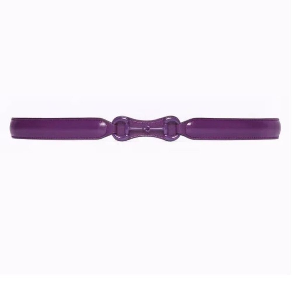 NWT Gucci Azalea horsebit purple leather thin belt - size 85-34
